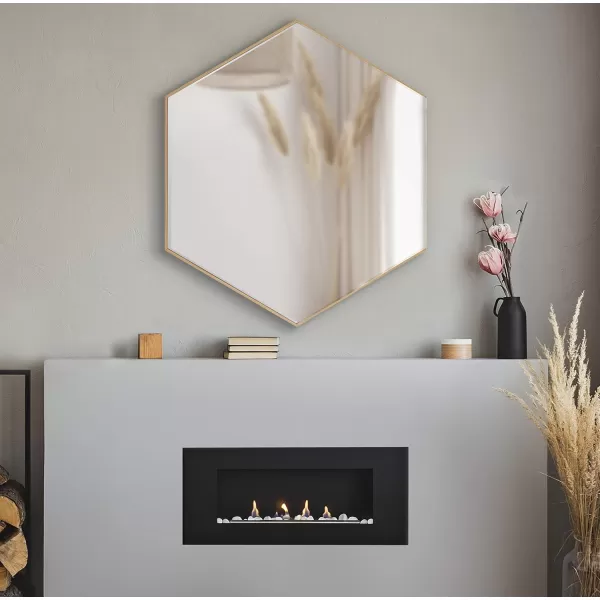 Kate and Laurel Rhodes 6Sided Hexagon Wall Mirror 3075x3475 BlackNatural