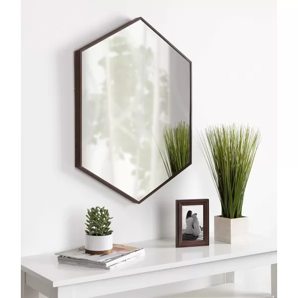 Kate and Laurel Rhodes 6Sided Hexagon Wall Mirror 3075x3475 BlackWalnut Brown