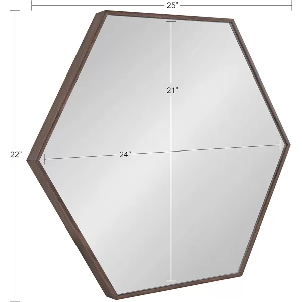 Kate and Laurel Rhodes 6Sided Hexagon Wall Mirror 3075x3475 BlackWalnut Brown