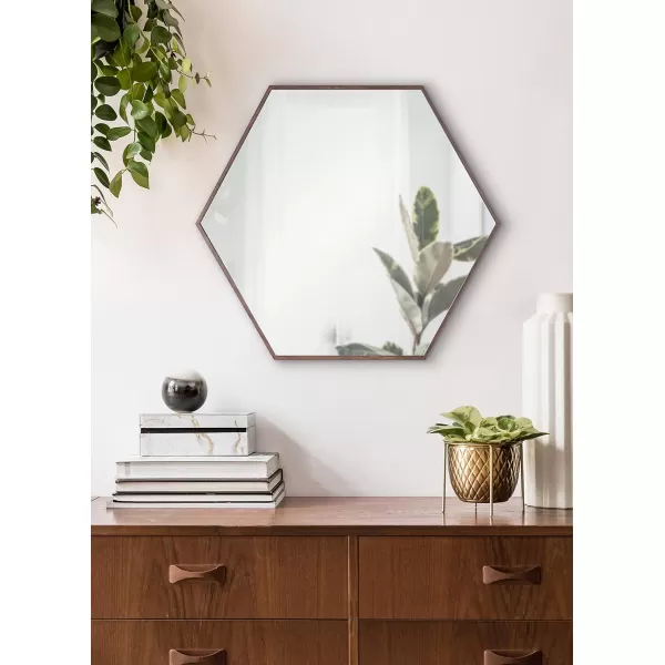 Kate and Laurel Rhodes 6Sided Hexagon Wall Mirror 3075x3475 BlackWalnut Brown