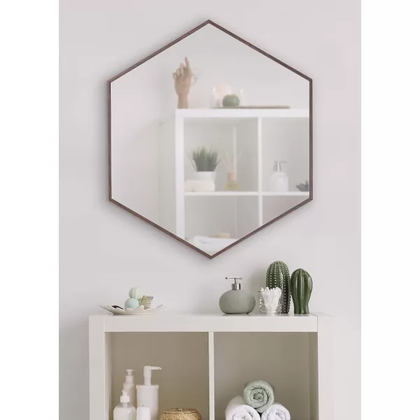 Kate and Laurel Rhodes 6Sided Hexagon Wall Mirror 3075x3475 BlackWalnut Brown