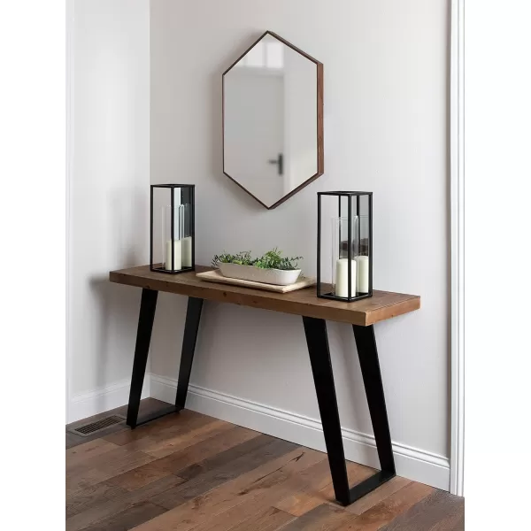 Kate and Laurel Rhodes 6Sided Hexagon Wall Mirror 3075x3475 BlackWalnut Brown