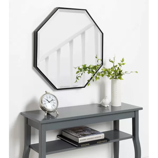 Kate and Laurel Rhodes Modern Octagon Wall Mirror Gold 25x25 InchesBlack