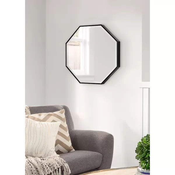 Kate and Laurel Rhodes Modern Octagon Wall Mirror Gold 25x25 InchesBlack