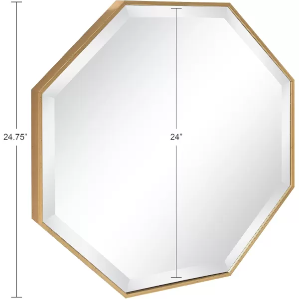 Kate and Laurel Rhodes Modern Octagon Wall Mirror Gold 25x25 InchesGold