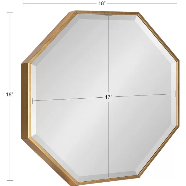 Kate and Laurel Rhodes Modern Octagon Wall Mirror Gold 25x25 InchesGold