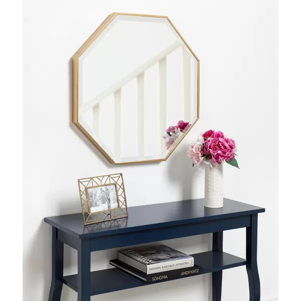 Kate and Laurel Rhodes Modern Octagon Wall Mirror Gold 25x25 InchesGold