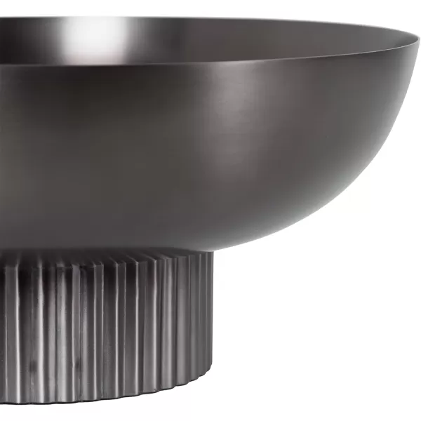 Kate and Laurel Rooks Ribbed Decorative Metal Bowl 12 Inch Diameter Gray Gunmetal Modern Raised Fruit Bowl for Kitchen Counter or Use as a Key Bowl for an Entryway TablePewter