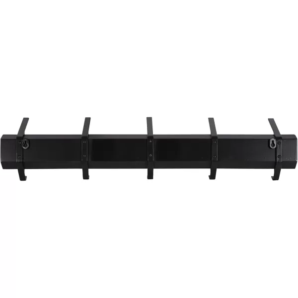 Kate and Laurel Rossmore Modern 5 Hook Shelf Walnut and Gold MidCentury Coat RackBlack