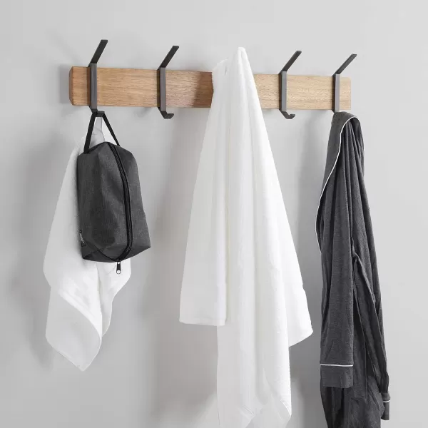 Kate and Laurel Rossmore Modern 5 Hook Shelf Walnut and Gold MidCentury Coat RackRustic BrownBlack