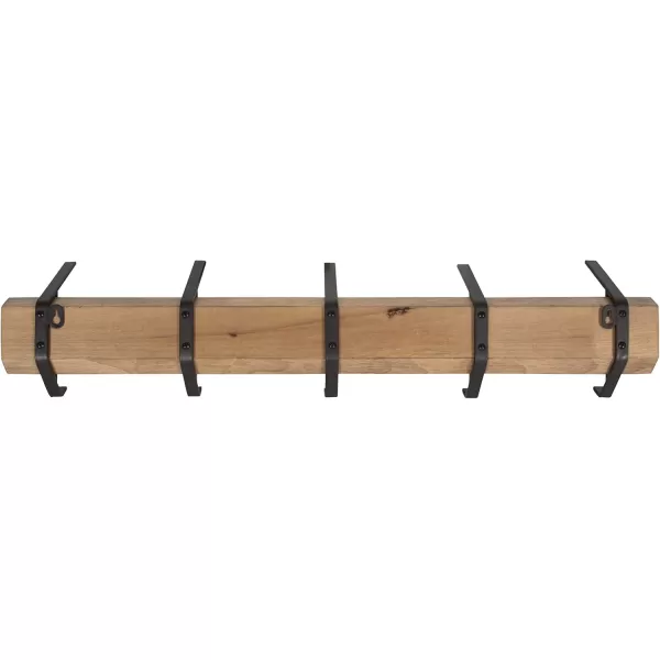 Kate and Laurel Rossmore Modern 5 Hook Shelf Walnut and Gold MidCentury Coat RackRustic BrownBlack