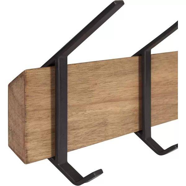 Kate and Laurel Rossmore Modern 5 Hook Shelf Walnut and Gold MidCentury Coat RackRustic BrownBlack