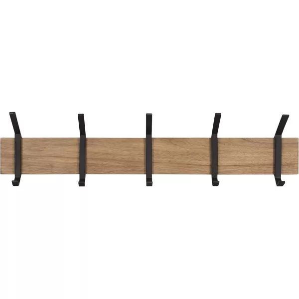 Kate and Laurel Rossmore Modern 5 Hook Shelf Walnut and Gold MidCentury Coat RackRustic BrownBlack