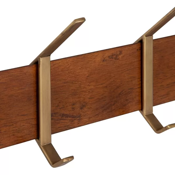 Kate and Laurel Rossmore Modern 5 Hook Shelf Walnut and Gold MidCentury Coat RackWalnut BrownGold