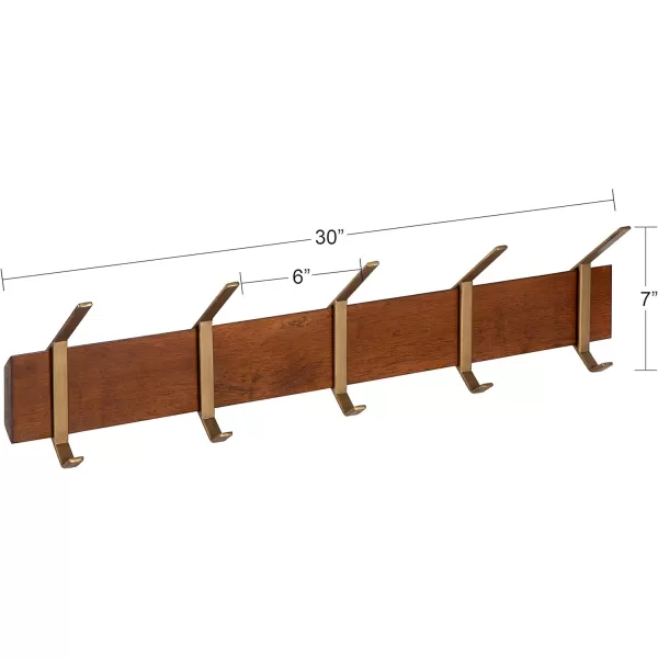 Kate and Laurel Rossmore Modern 5 Hook Shelf Walnut and Gold MidCentury Coat RackWalnut BrownGold