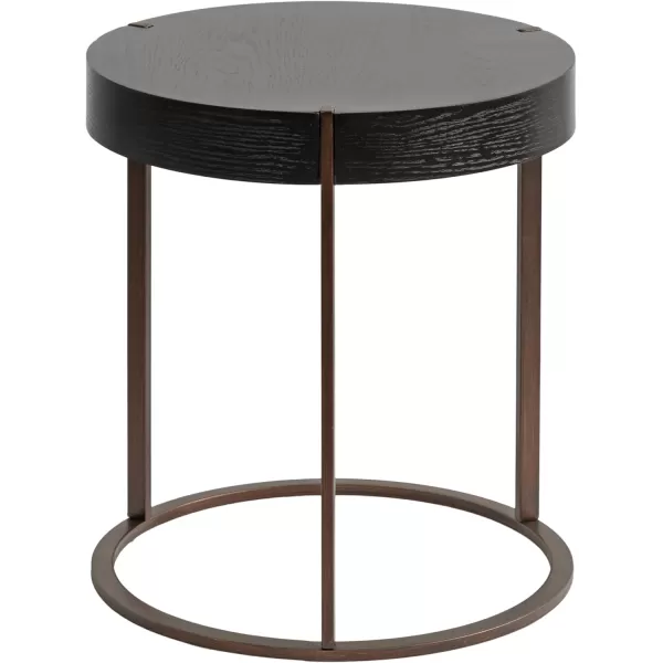 Kate and Laurel Rovin Modern Round Side Table for Small Spaces and Textured Wood Grain Tabletop 16x16x18 Black