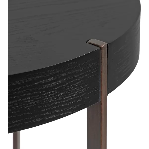 Kate and Laurel Rovin Modern Round Side Table for Small Spaces and Textured Wood Grain Tabletop 16x16x18 Black