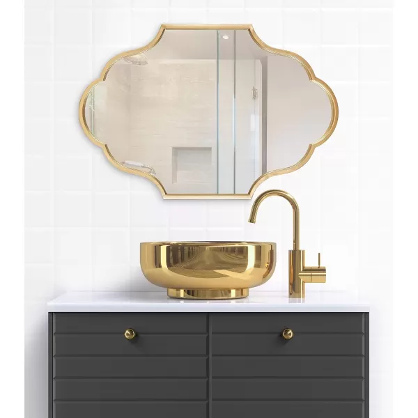 Kate and Laurel Rowla Glam Scalloped Wall Mirror 23quot x 37quot Gold Chic Sophisticated Accent Mirror for Decor or Bathroom VanityGold