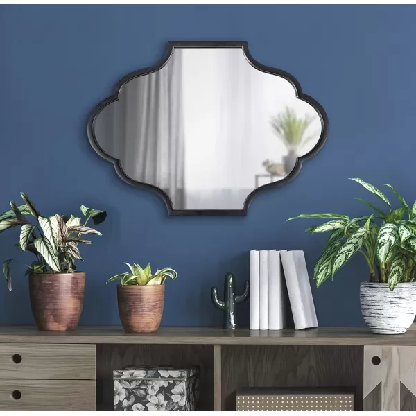 Kate and Laurel Rowla Modern Scalloped Wall Mirror 18 x 24 Gold Glam Decorative Mirror with Unique ShapeBlack