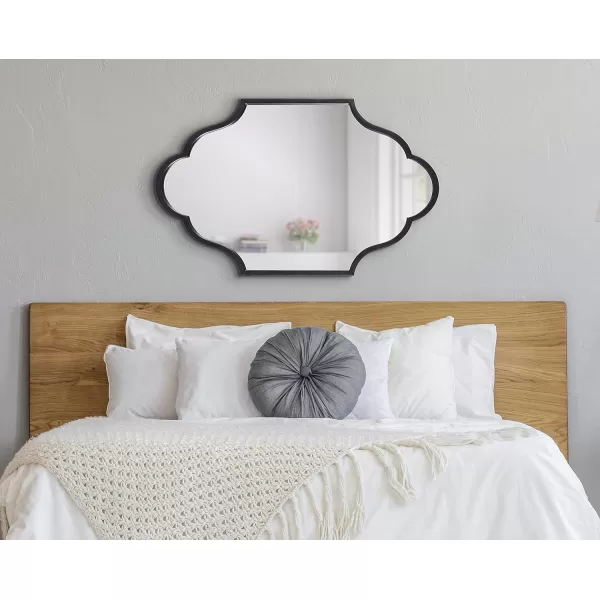 Kate and Laurel Rowla Modern Scalloped Wall Mirror 18 x 24 Gold Glam Decorative Mirror with Unique ShapeBlack