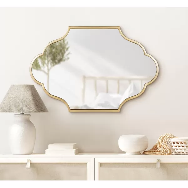 Kate and Laurel Rowla Modern Scalloped Wall Mirror 18 x 24 Gold Glam Decorative Mirror with Unique ShapeGold