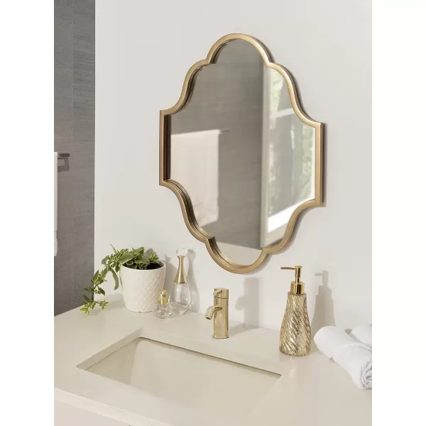 Kate and Laurel Rowla Modern Scalloped Wall Mirror 18 x 24 Gold Glam Decorative Mirror with Unique ShapeGold