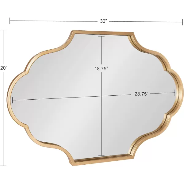 Kate and Laurel Rowla Modern Scalloped Wall Mirror 18 x 24 Gold Glam Decorative Mirror with Unique ShapeGold