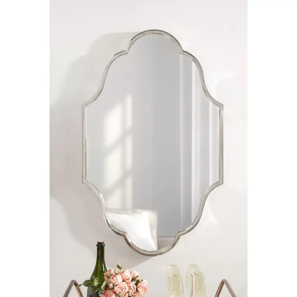 Kate and Laurel Rowla Modern Scalloped Wall Mirror 18 x 24 Gold Glam Decorative Mirror with Unique ShapeSilver