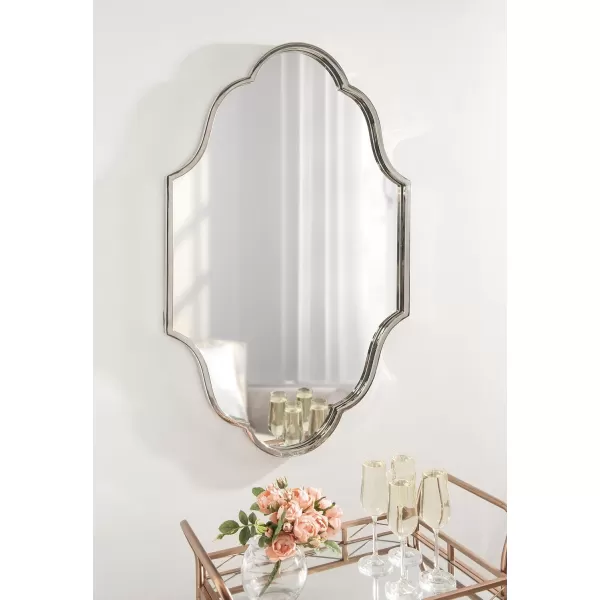 Kate and Laurel Rowla Modern Scalloped Wall Mirror 18 x 24 Gold Glam Decorative Mirror with Unique ShapeSilver