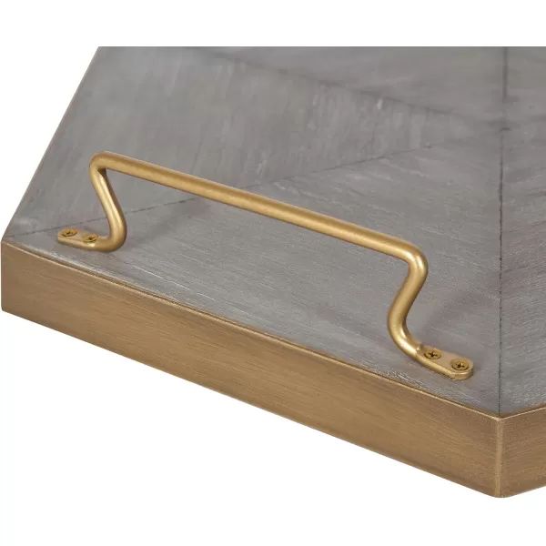 Kate and Laurel Sade Decorative Hexagon Tray with Handles 16quot Concrete Gray and Gold Modern Tray for Ottoman Centerpieces Or Bathroom and Bedroom Decor