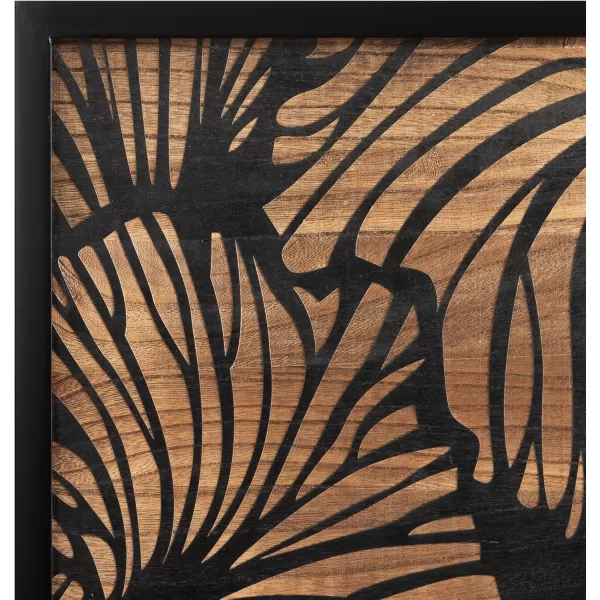 Kate and Laurel Sago Modern Decorative Wood Art Plaque 23 x 33 Black and Rustic Brown Painted Wood Floral Wall Art with Dimensional Design for Living Room DecorNaturalBlack