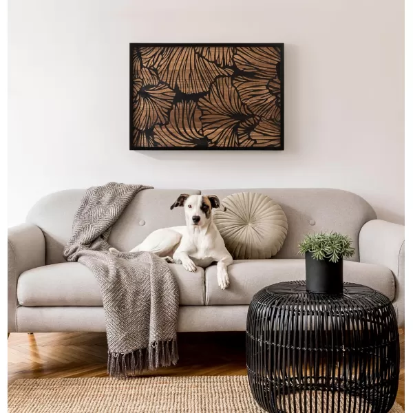 Kate and Laurel Sago Modern Decorative Wood Art Plaque 23 x 33 Black and Rustic Brown Painted Wood Floral Wall Art with Dimensional Design for Living Room DecorNaturalBlack