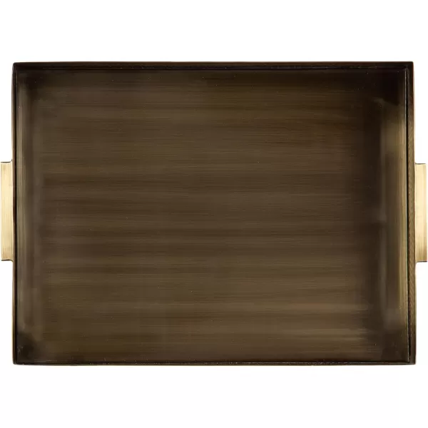 Kate and Laurel Samana Modern Glam Rectangle Metal Tray 18 x 13 x 2 Brass Rectangular Polished Stainless Steel Decorative Tray with Hammered Surface and Minimalist HandlesGold
