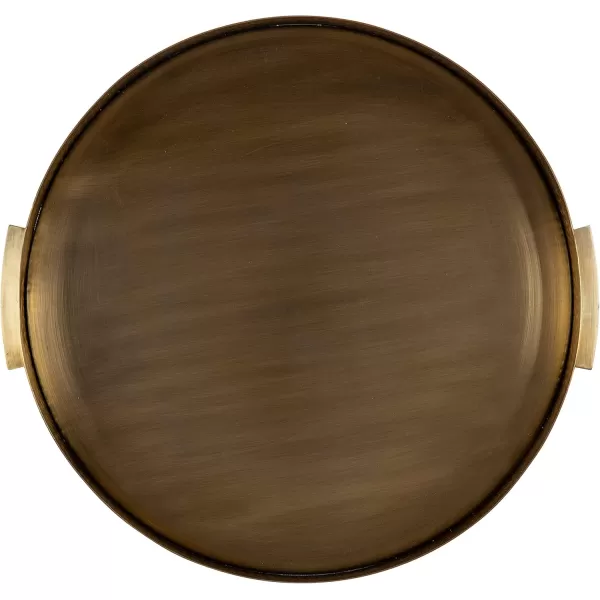 Kate and Laurel Samana Modern Round Metal Tray 17 Inch Diameter Bronze Polished Decorative Circle Tray with Hammered Surface for Use as Ottoman Tray or Serving TrayGold