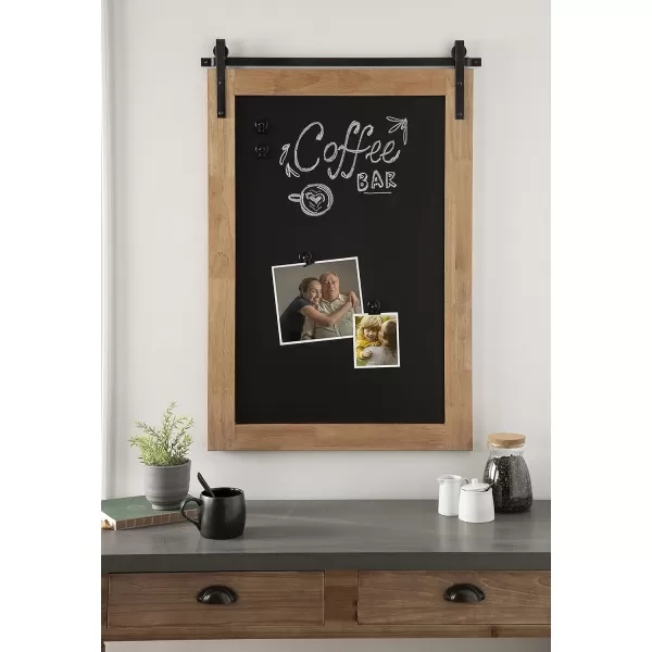 Kate and Laurel Samuels Wood Framed Chalkboard 24 x 36 Rustic Brown and Charcoal Magnetic Modern Farmhouse Wall Hanging Chalkboard