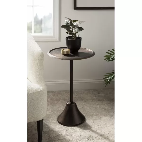 Kate and Laurel Sanzo Bohemian Side Table 9 x 9 x 23 Gold Decorative Pedestal End Table for Display and StorageBronze