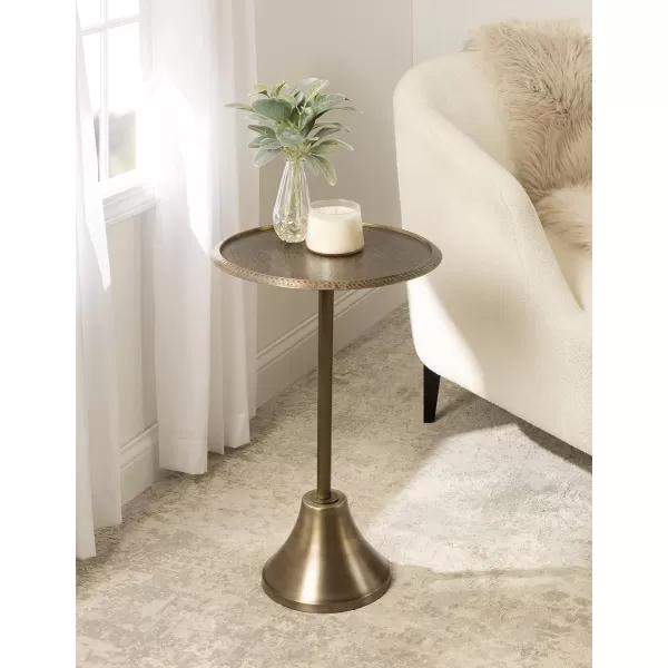 Kate and Laurel Sanzo Bohemian Side Table 9 x 9 x 23 Gold Decorative Pedestal End Table for Display and StorageGold