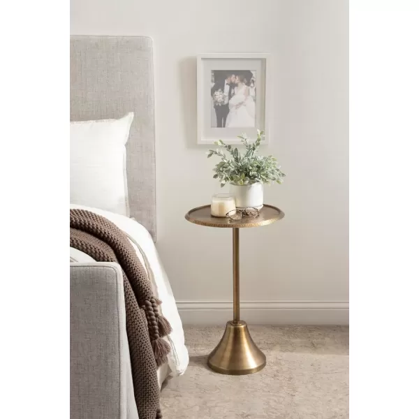 Kate and Laurel Sanzo Bohemian Side Table 9 x 9 x 23 Gold Decorative Pedestal End Table for Display and StorageGold