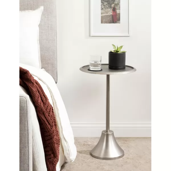 Kate and Laurel Sanzo Bohemian Side Table 9 x 9 x 23 Gold Decorative Pedestal End Table for Display and StorageSilver