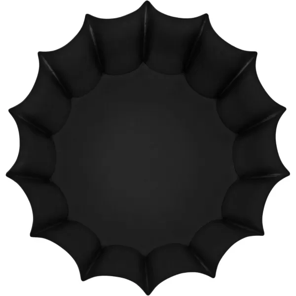 Kate and Laurel Scalone Modern TwoPiece Metal Outdoor Planter Set Set of 2 Black Decorative Metal Planters for Indoor Or Outdoor Plants with Scalloped Base for Patio Plant DecorBlack
