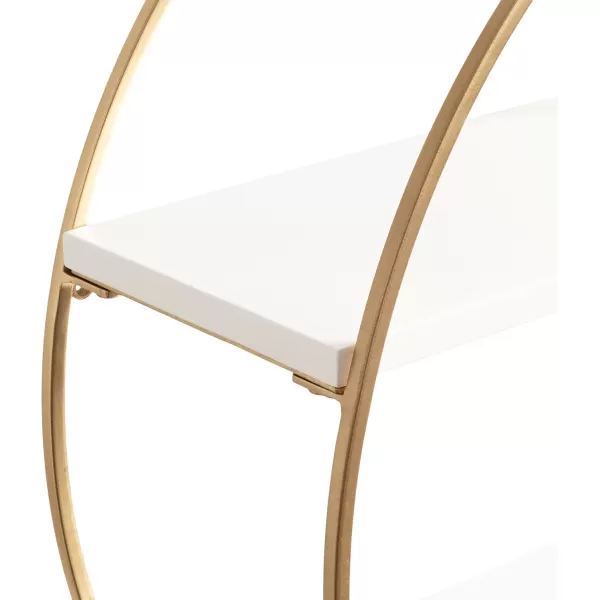 Kate and Laurel Sequoia Modern Round Wall Shelf 24 Inch Diameter White and Gold Contemporary Glam 2Tier Floating Shelf Decor for Living Room Bedroom or Bathroom DisplayWhiteGold