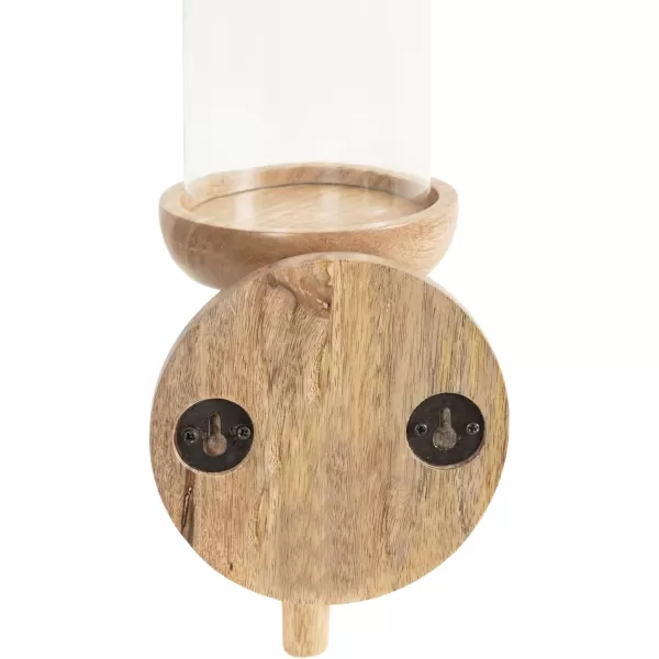 Kate and Laurel Shae Transitional Wooden Wall Sconce 5 x 5 x 13 Natural Wood Rustic Candle Holder with Removable Glass Cylinder for Flameless Pillar Candles