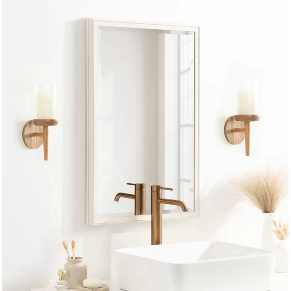 Kate and Laurel Shae Transitional Wooden Wall Sconce 5 x 5 x 13 Natural Wood Rustic Candle Holder with Removable Glass Cylinder for Flameless Pillar Candles