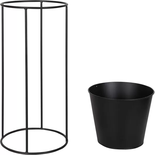 Kate and Laurel Sheely Decorative Modern Metal Planter Stands with Removeable Buckets Style Pots Set of 2 GoldBlackBlack