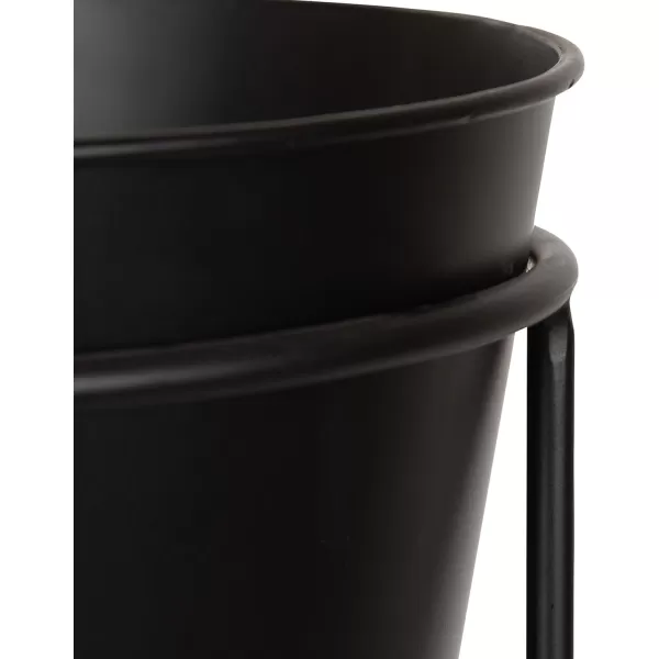 Kate and Laurel Sheely Decorative Modern Metal Planter Stands with Removeable Buckets Style Pots Set of 2 GoldBlackBlack