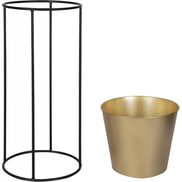Kate and Laurel Sheely Decorative Modern Metal Planter Stands with Removeable Buckets Style Pots Set of 2 GoldBlackGoldBlack