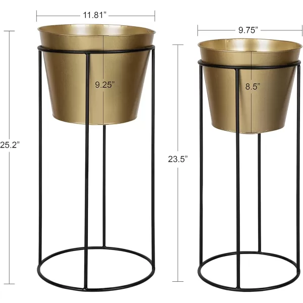 Kate and Laurel Sheely Decorative Modern Metal Planter Stands with Removeable Buckets Style Pots Set of 2 GoldBlackGoldBlack