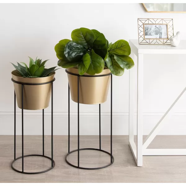 Kate and Laurel Sheely Decorative Modern Metal Planter Stands with Removeable Buckets Style Pots Set of 2 GoldBlackGoldBlack