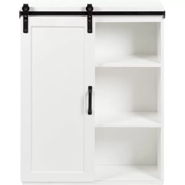 Kate and Laurel Skylan Decorative Farmhouse 1Door Wall Cabinet 22 x 28 White Modern Storage Cabinet with Barn Door