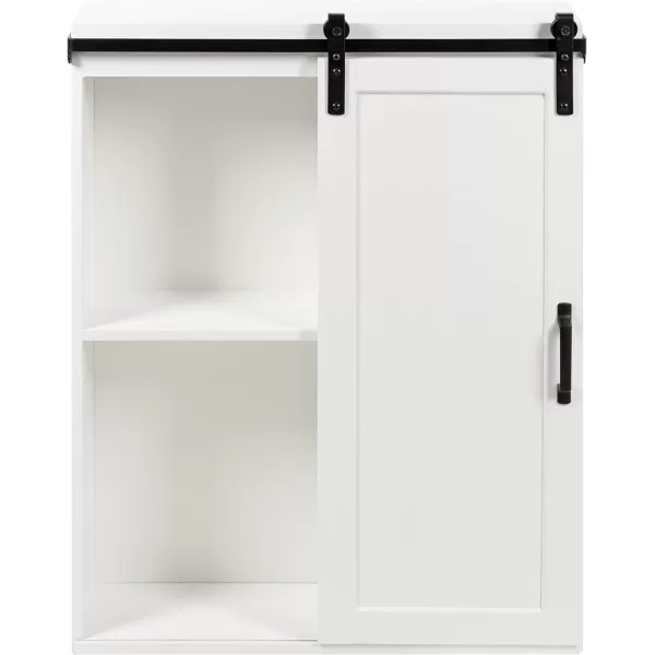 Kate and Laurel Skylan Decorative Farmhouse 1Door Wall Cabinet 22 x 28 White Modern Storage Cabinet with Barn Door